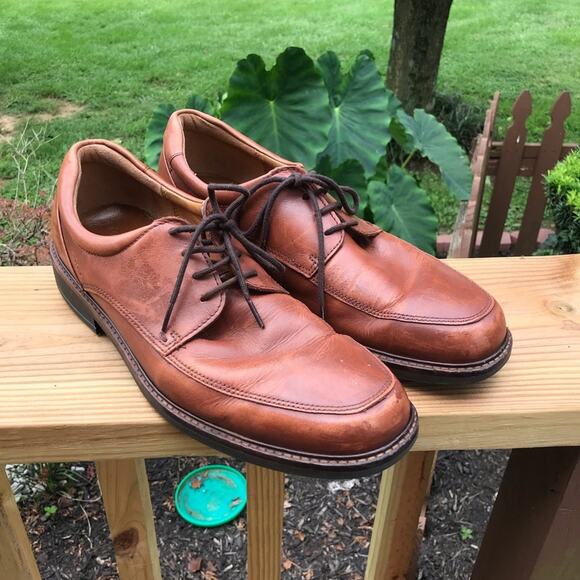 Ecco Brown Lace Up Leather Dress Shoes Casual - Picture 1 of 9